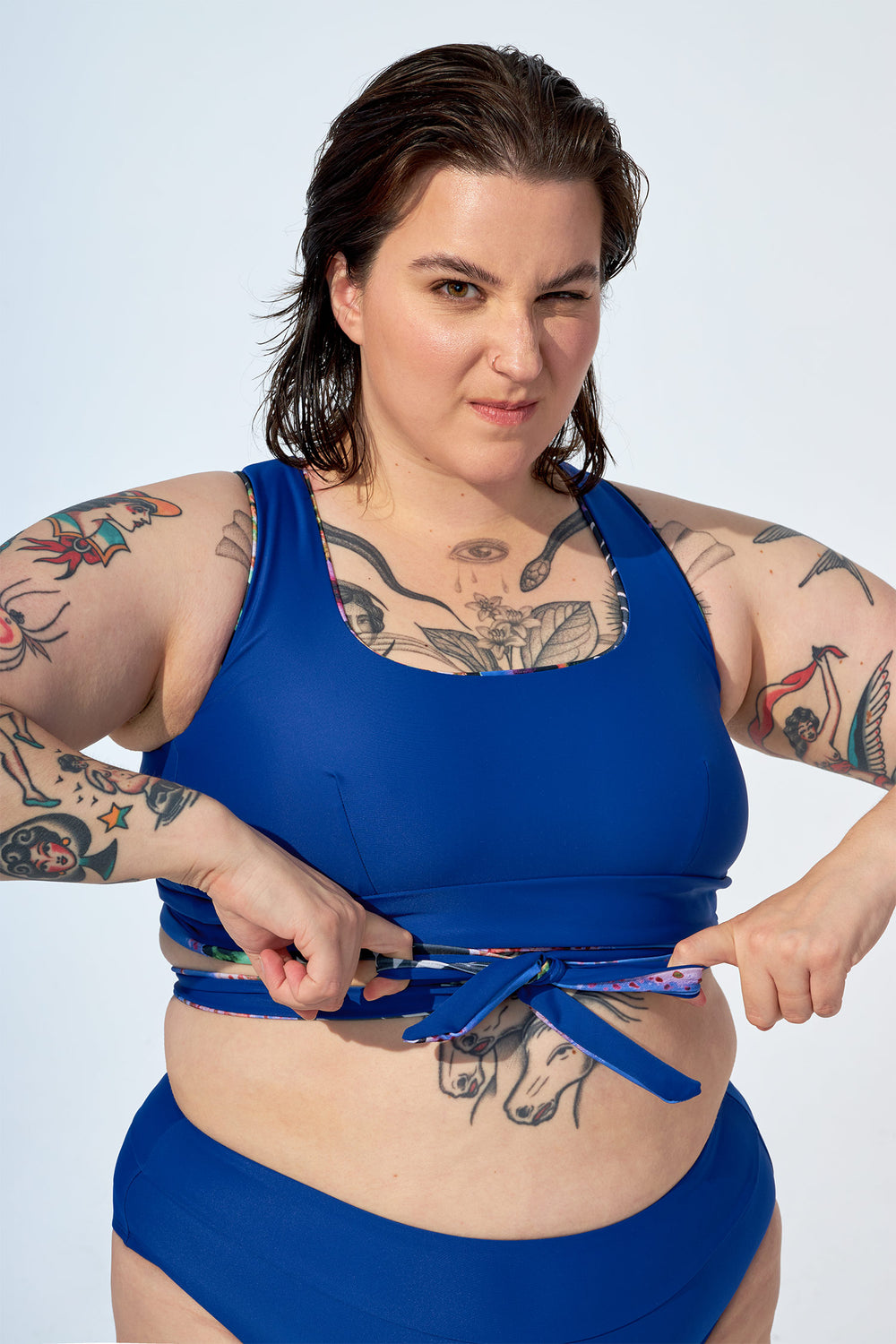 GENEVIEVE - Bikini top in Print oscar and Navy blue