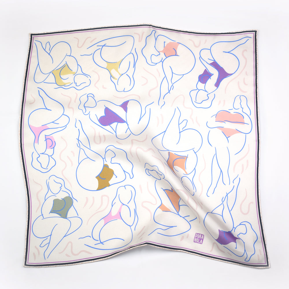 DORA NOLA - Neckerchief silk scarf - Art school - 20" x 20"