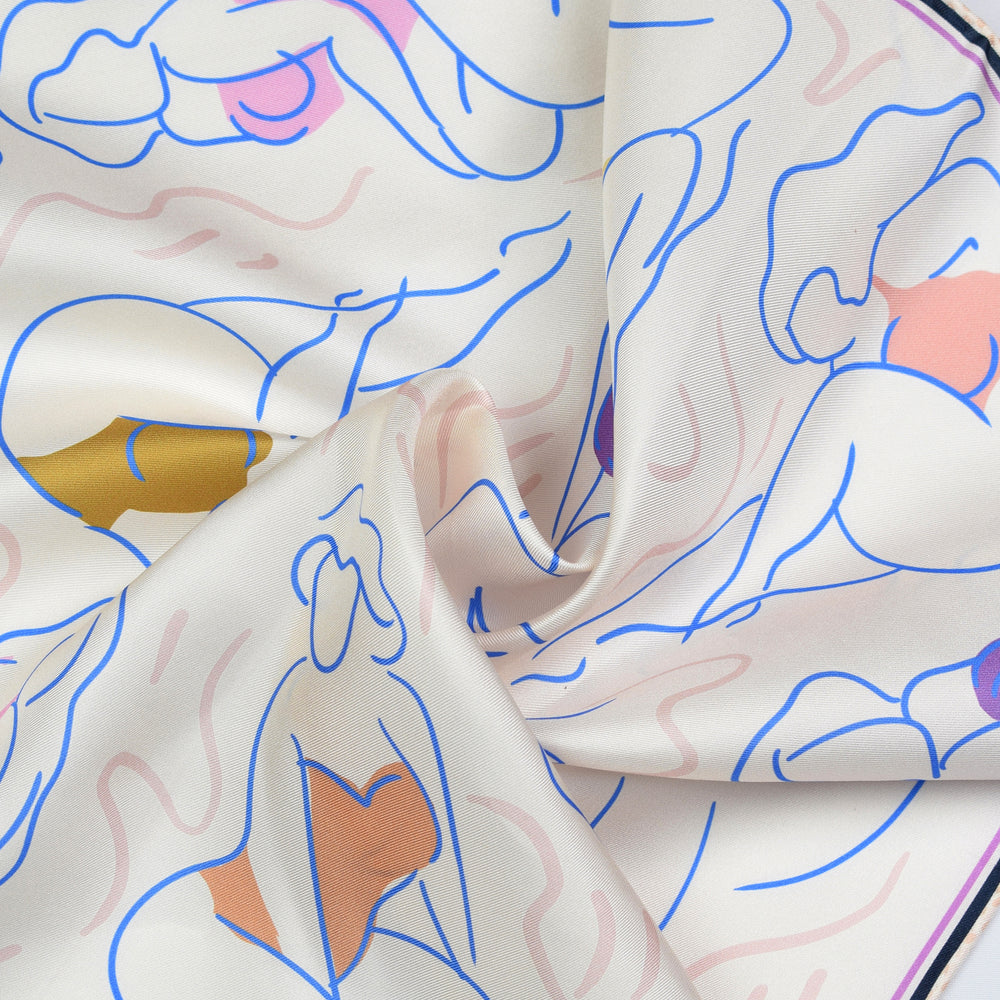 DORA NOLA - Neckerchief silk scarf - Art school - 20" x 20"