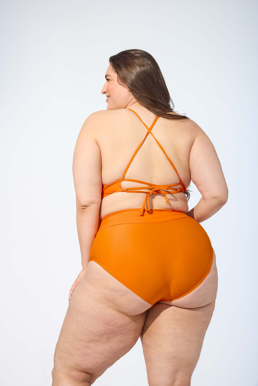 ANALIE – High waist bikini bottom in Pumpkin orange