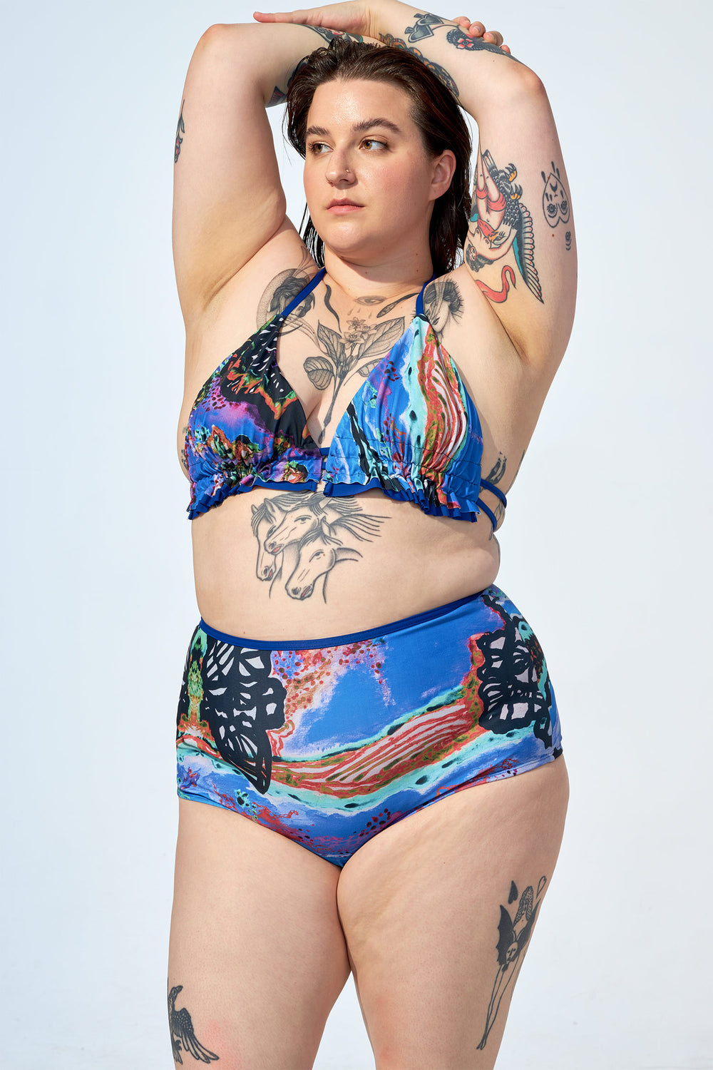 FLORA – High waist bikini bottom in Oscar print