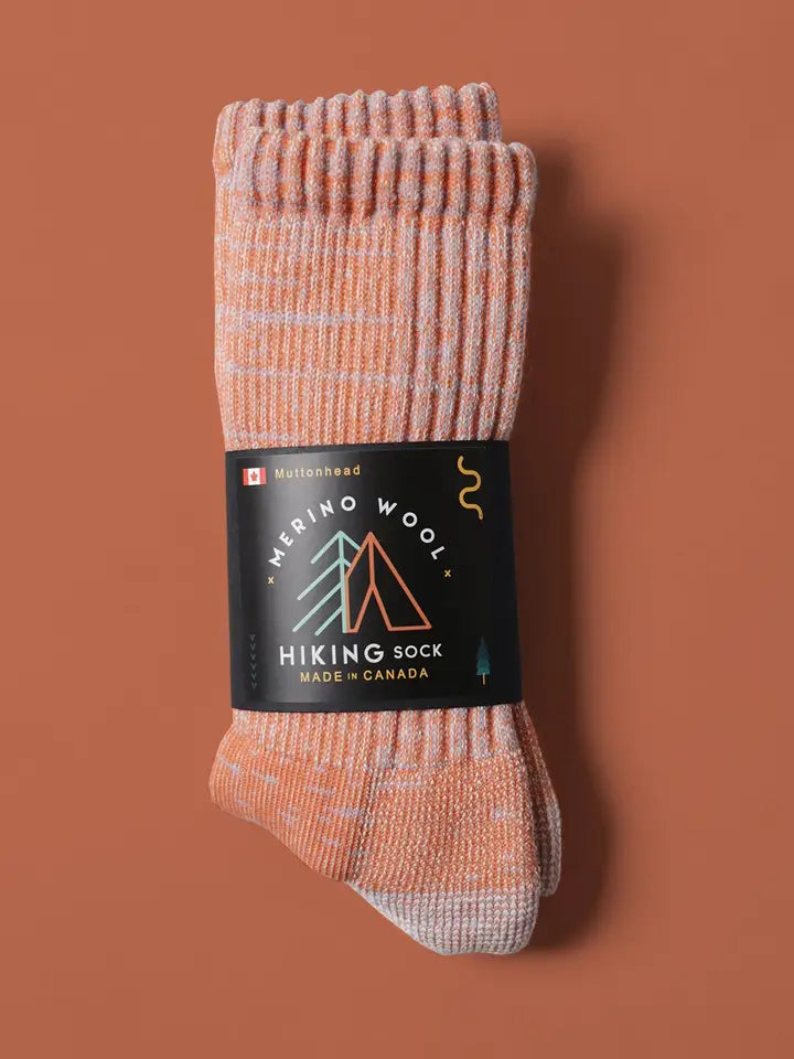 MUTTONHEAD - Merino Mountain Hiking Socks - Orange/Sky