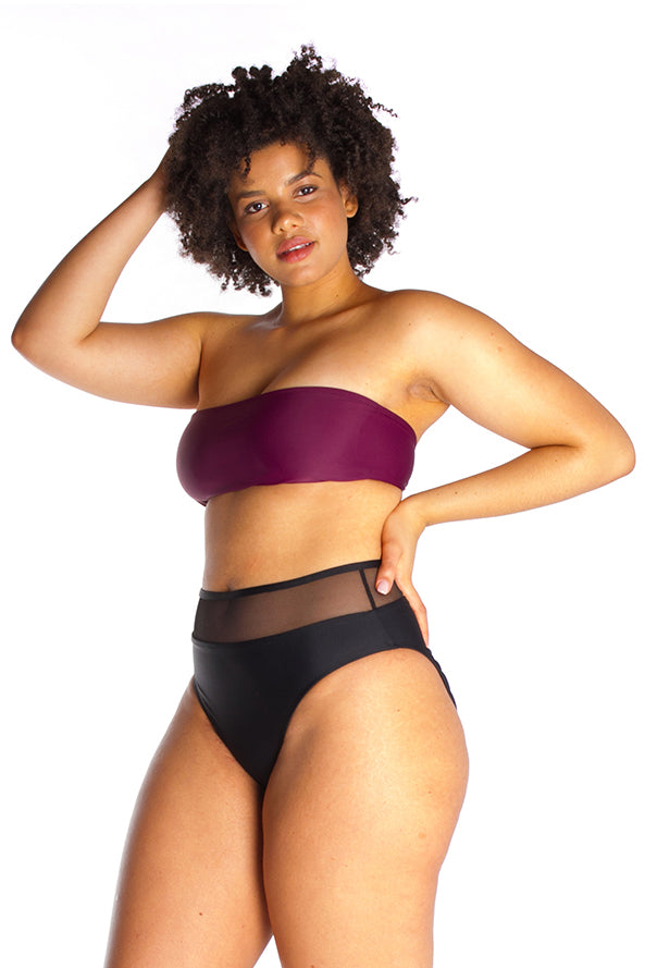 ANALIE – Bikini bottom in Black and mesh - Selfish swimwear Bottom