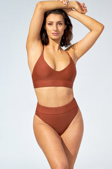ANALIE – High waist bikini bottom in Chocolate brown - Selfish swimwear Bottom