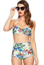 sexy floral retro high waist