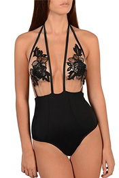 sheer mesh floral swimsuit