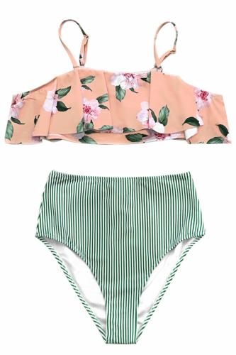 high waist Hawaiian style bikini